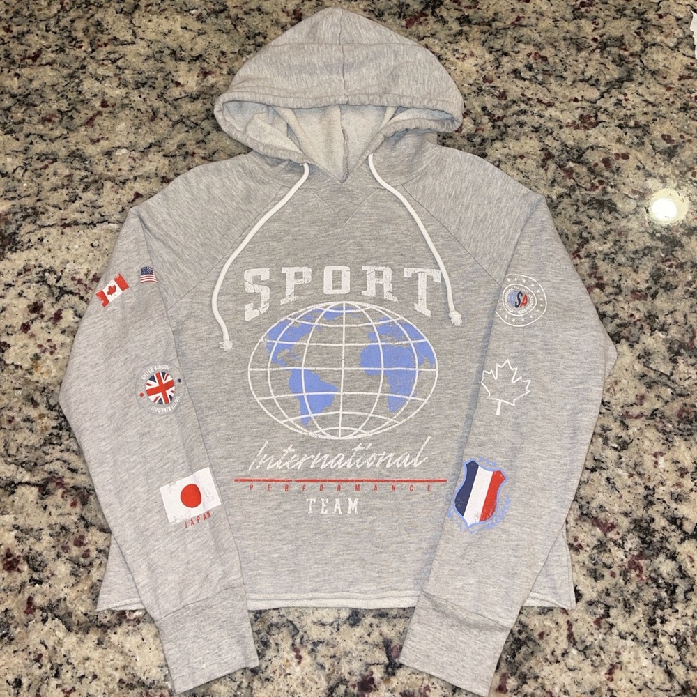 Grayson Threads Gray Sport International Cropped Hoodie Women’s Small